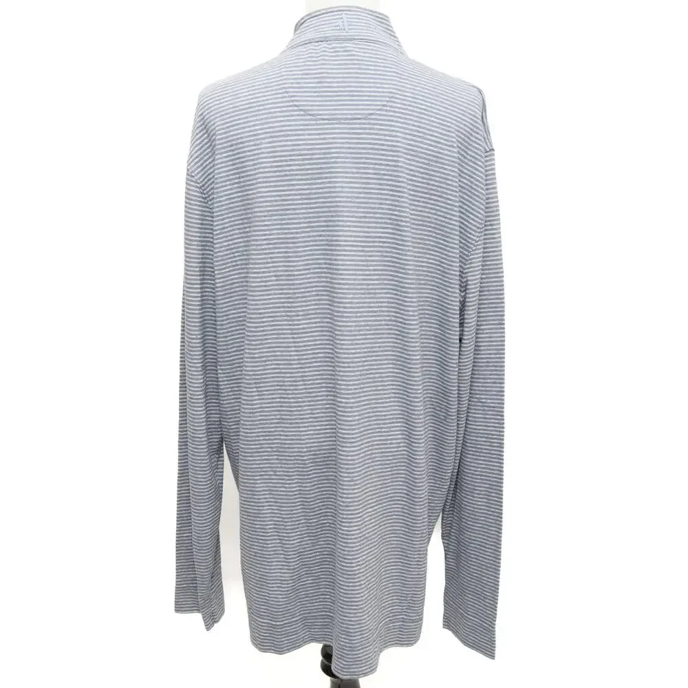 Johnnie-O Striped Half Zip Harvell Light Gray Pullover Size X Large